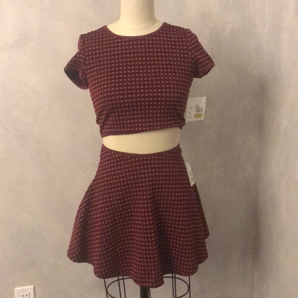Cute designer checkered shirt and skirt set.